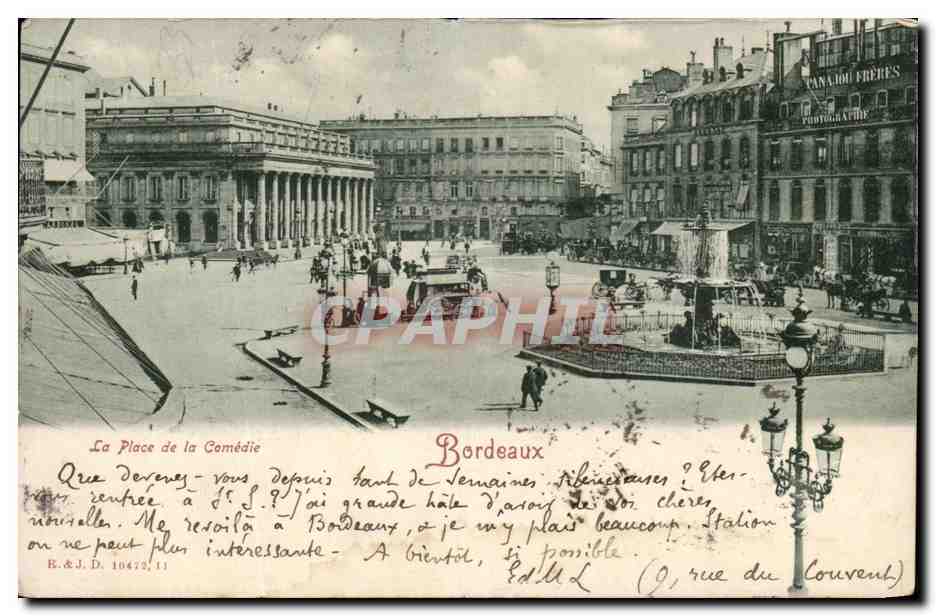 CPA La Place de la Comedie Bordeaux