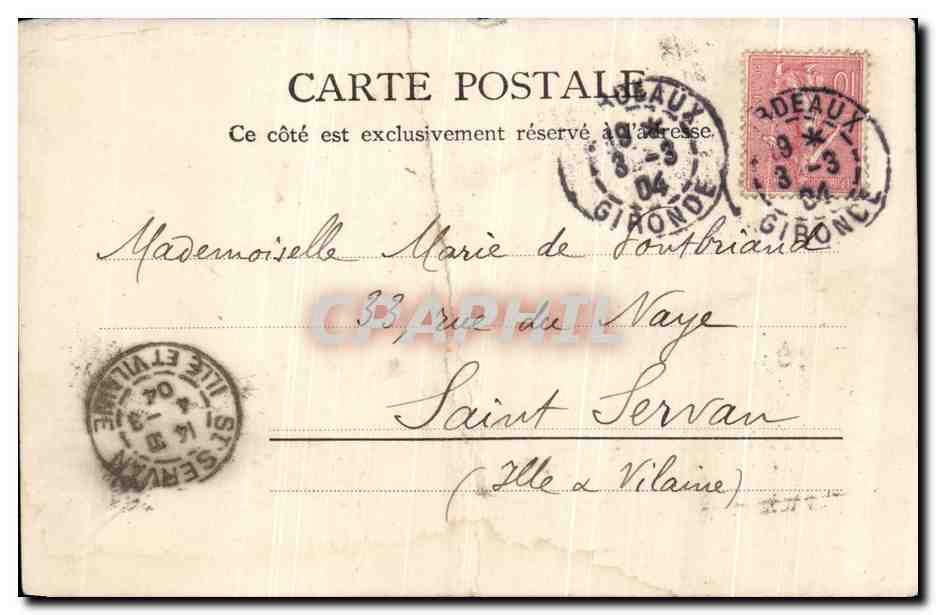 CPA La Place de la Comedie Bordeaux — Verso