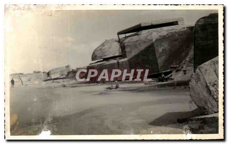 CARTE PHOTO Route de Grave 1951 Blockhaus cote altantique