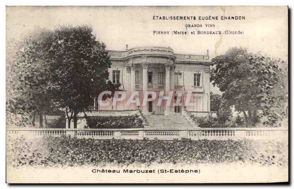 Château Marbuzet (St-Estèphe) — Établissements Eugène Chandon, grands vins Pierry (Marne) et Bordeaux (Gironde)