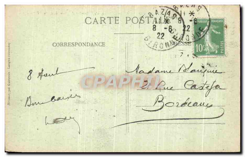 Environs de BAZAS (Gironde) — Le Vieux Château de Villandraut — Mon. hist. du XIVe siècle — Reverso