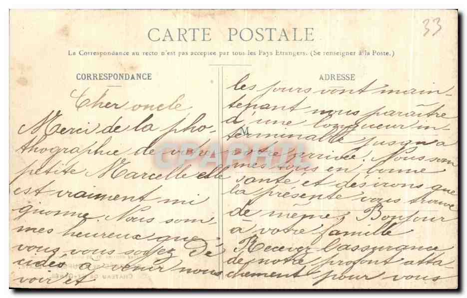 CPA St Genes De Fours Pres blaye Chateau de St Genes — Rückseite