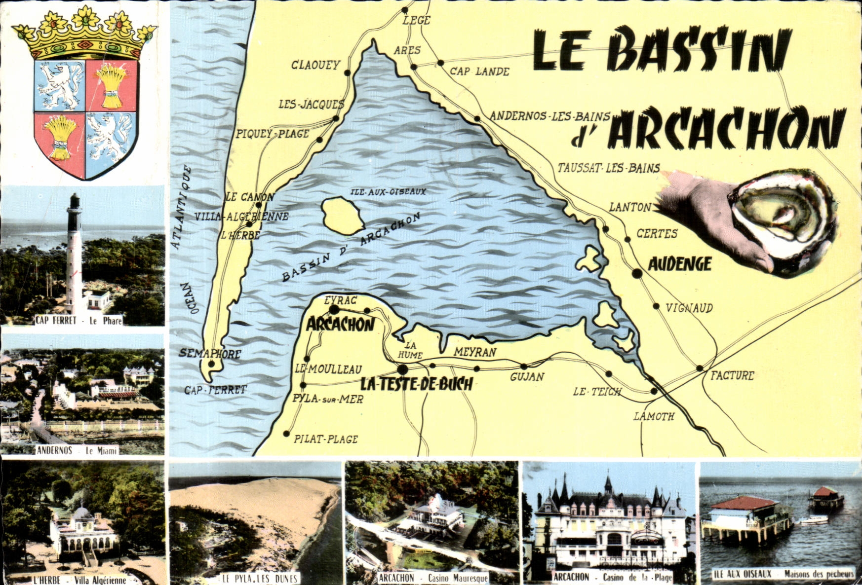 Le Bassin d'Arcachon — Carte postale touristique — Combiér Imp. S.-et-L.