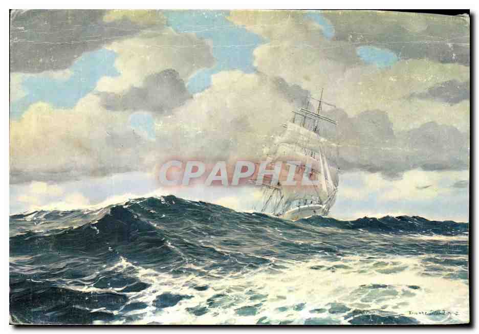 Le Quatre-Mâts Barque 'VILLE DE MULHOUSE' — Œuvre d'Élienne Blandis — Collection Lorgue F. — Saint-Malo
