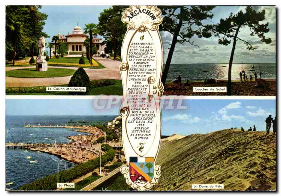Arcachon — Vue du Casino Mouresque, de la plage et de la dune du Pyla — Elnacap - Recto