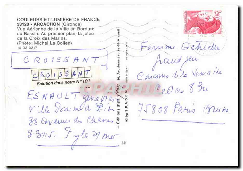 Arcachon — Vue aérienne du Bassin et de la jetée de la Croix des Marines — Éditions d'art Jean-Jaurès-94 — Reverso