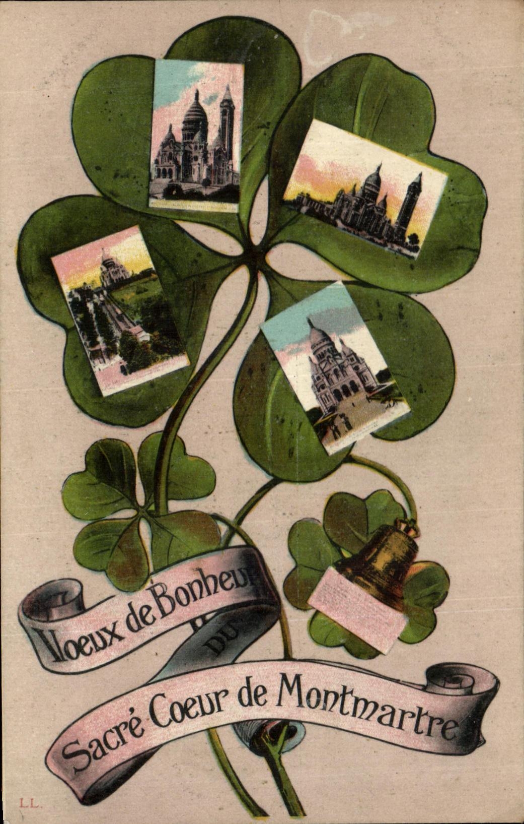 CPA Voeux De Bonheurs Sacre Coeur De Montmartre