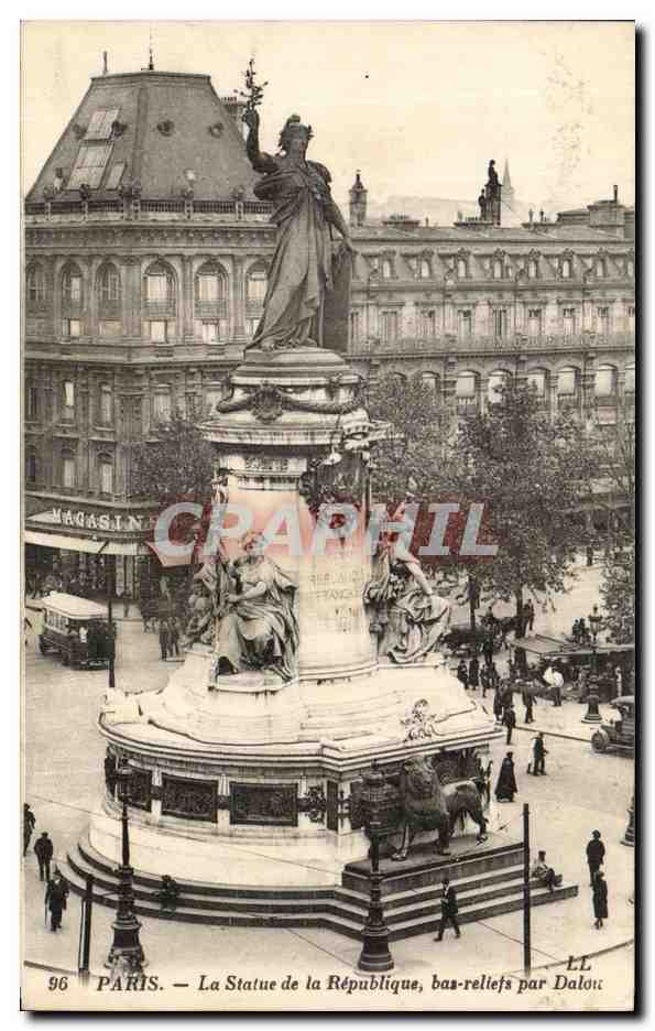 CPA Paris La Statue De La Republique Bas Reliefs Par Daloux Lion 