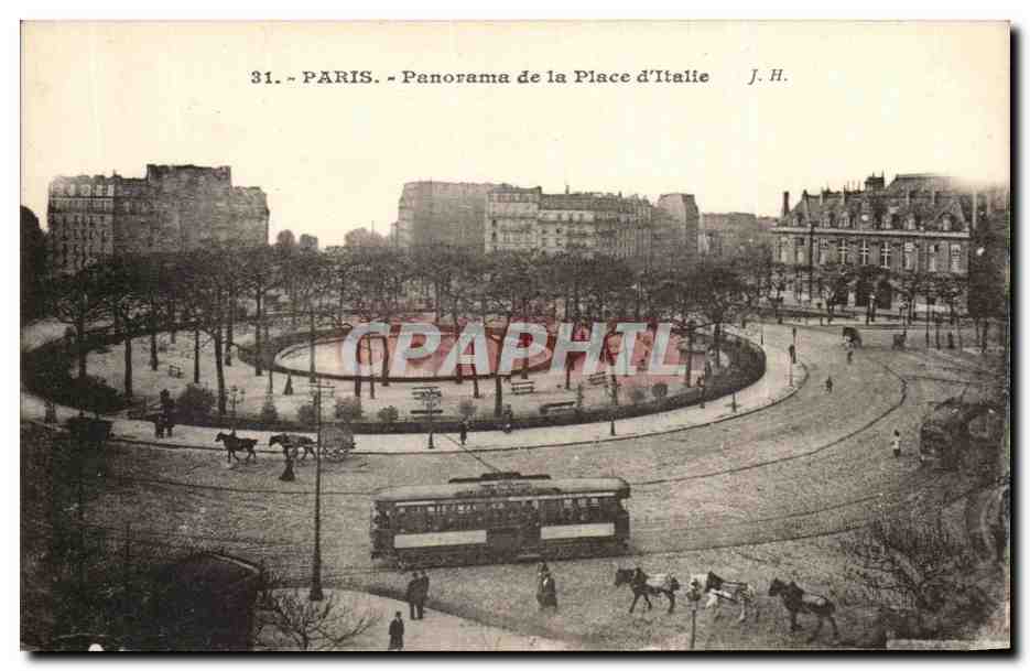 CPA Paris Panorama De La Place D'italie Tramway