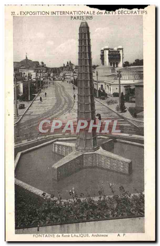 Exposition Internationale des Arts Décoratifs Paris 1925 — Fontaine de René Lalique, Architecte A.P.