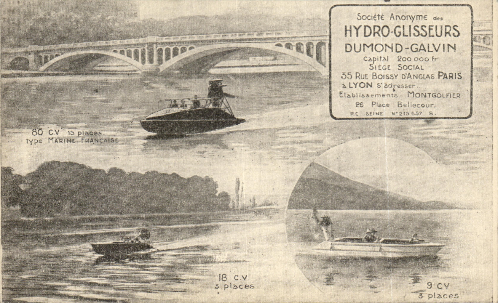 CPA Societe Anayme Hydro Glisseurs Dumond Galvin Paris Bateaux
