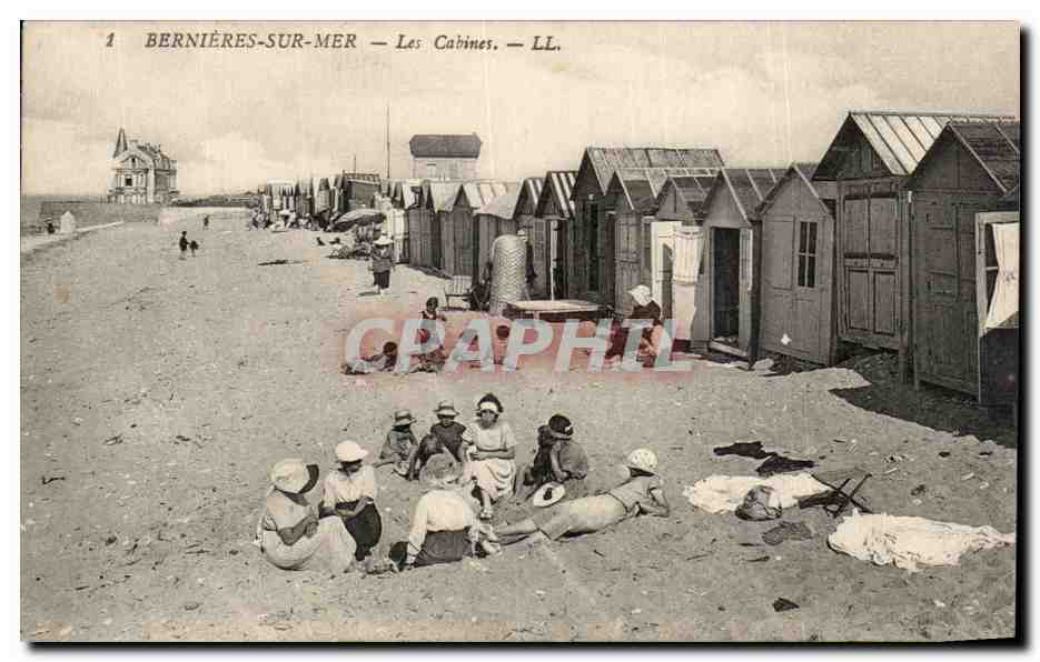 CPA Bernieres Sur Mer Les Cabines
