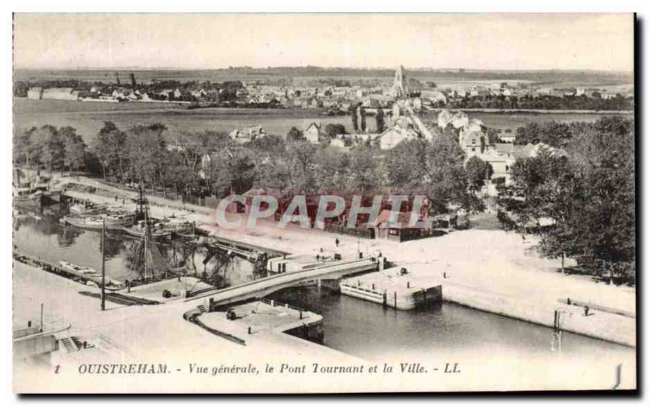 Ouistreham - Vue générale, le Pont Tournant et la Ville - LL