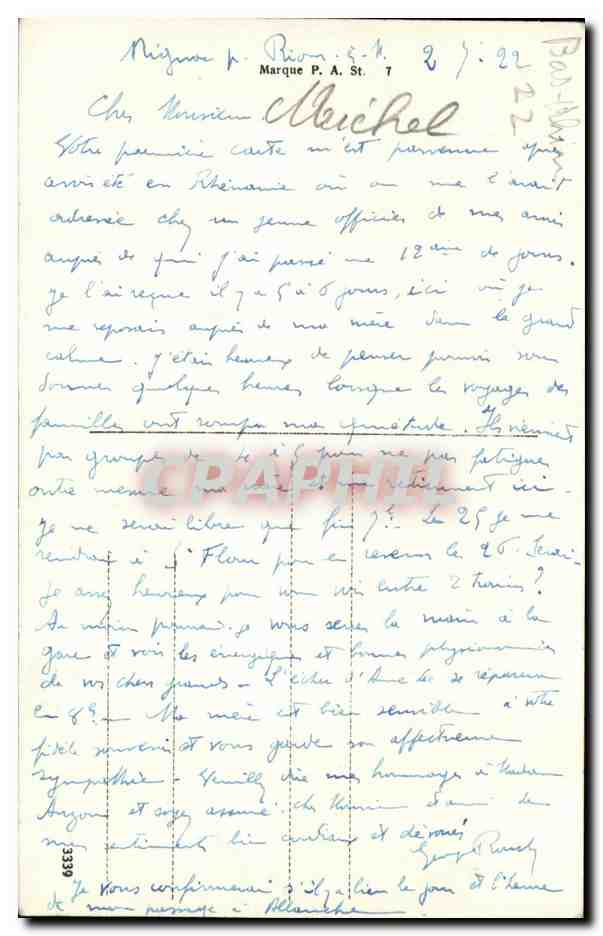 CPA Strasbourg Un nid de Clgognes — Verso