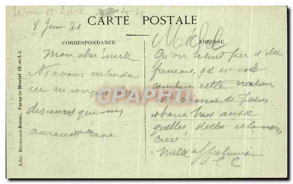 CPA Paray Le Monial Sovenir des Fetes Jubilaires en l'honneur de Ste Marguerite Marie Decor de la Chapelle Apparitions — Rückseite