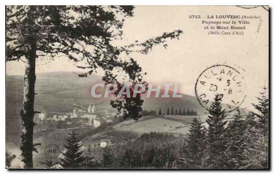 La Louvesc (Ardèche) — Paysage sur la Ville et le Mont Besset (Belle Cure d'Air) — Édition Marguerite-Brennand n°5712
