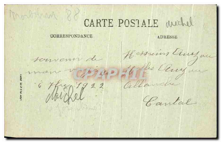CPA Gourin La Grande Rue Vue d'En Haut — Rückseite