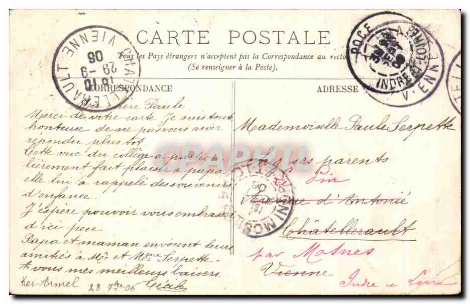 CPA Poce Le Chateau  — Rückseite