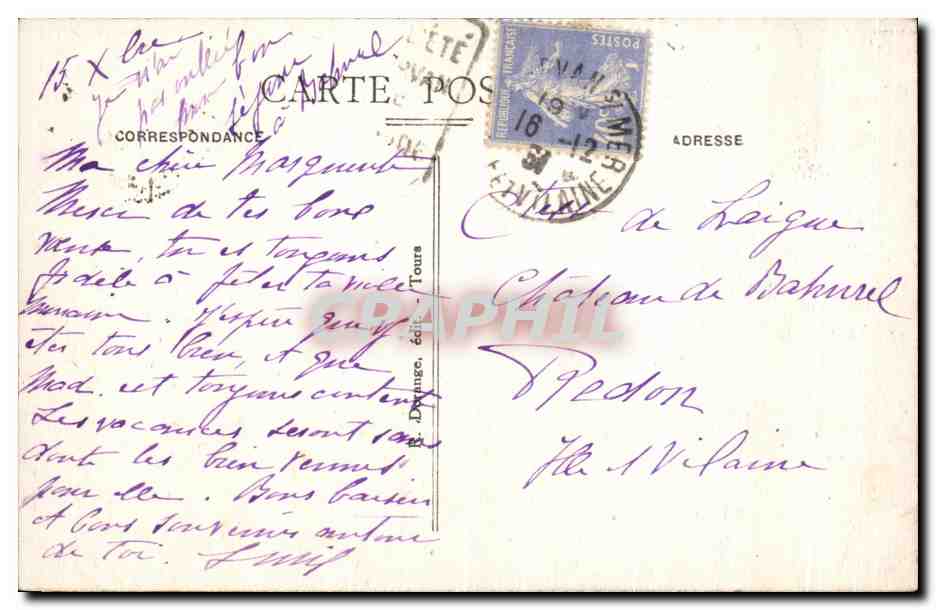 CPA Cormery Logis Abbatial  — Rückseite