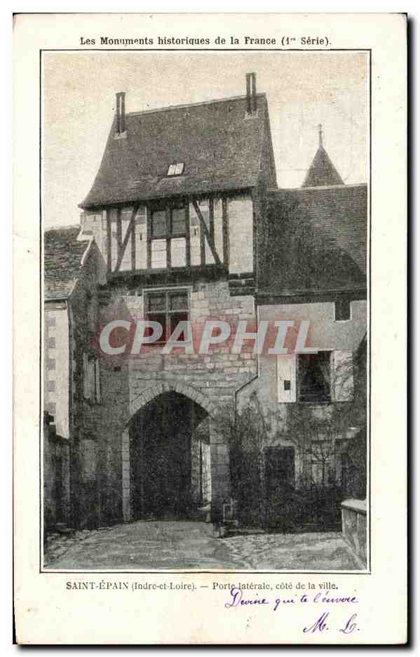 CPA Les Monuments historiques de la France Saint Epain Porte laterale cote de la Ville