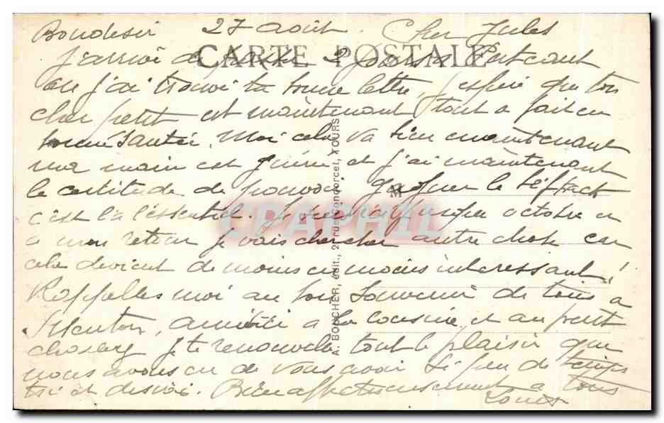 CPA Montlouis Chateau De Bondesir — Rückseite