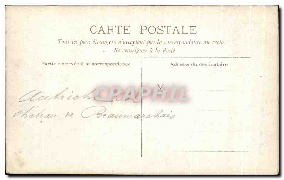 CARTE PHOTO Audreche Chateau de Beaumarchais — Rückseite