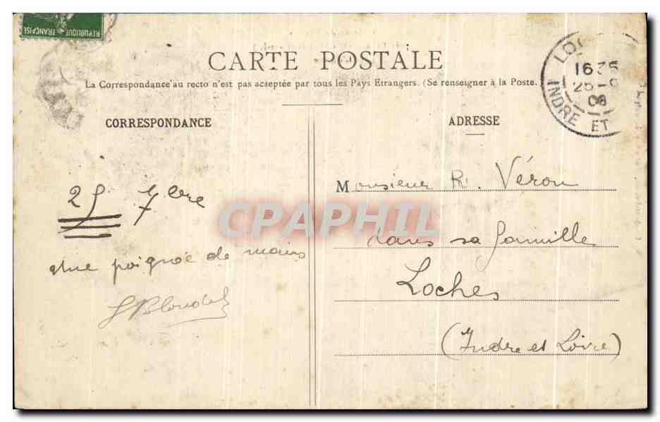 CPA Chateau De Paviers Pres I'Ile Bouchard L'Entree — Rückseite