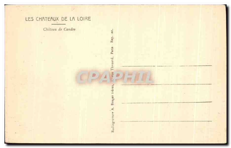 CPA Les Chateaux De la Loire chateau de Candes — Rückseite