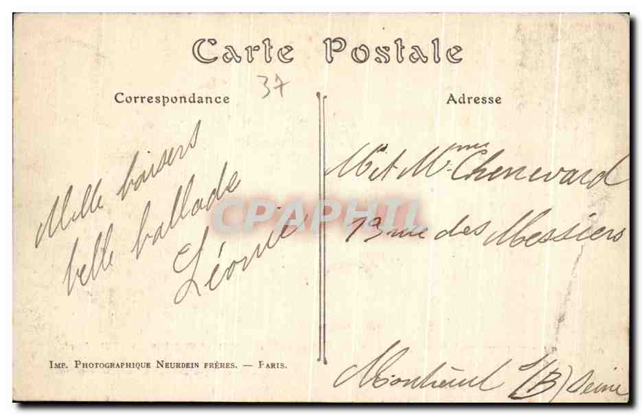 CPA Saint Avertin Chateau de Cange Ancienne Chatellenie  — Rückseite