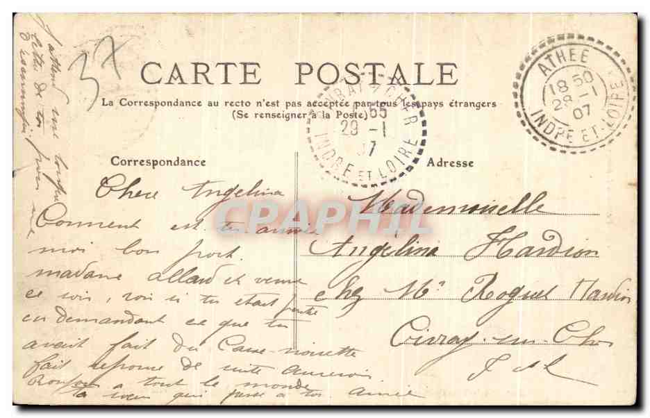 CPA Chateau de Nitray Athee St Martin Le Beau — Rückseite
