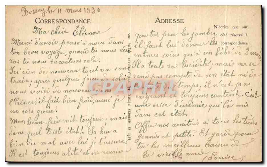 CPA Bossay Par Preuilly Sur Claise Chateau de Ris C — Rückseite