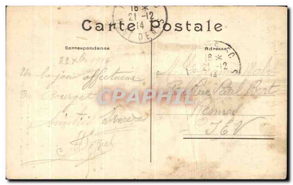 CPA Tours Hotel Duchatel Rue Jules Simon — Rückseite