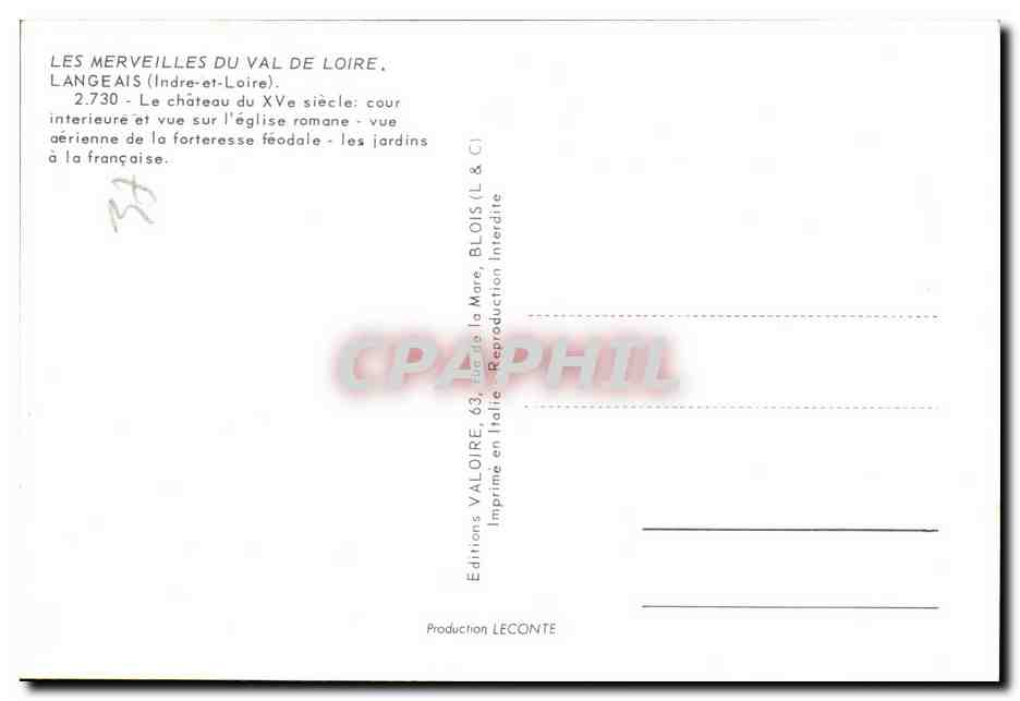 CPM Langeais Le chateau — Rückseite