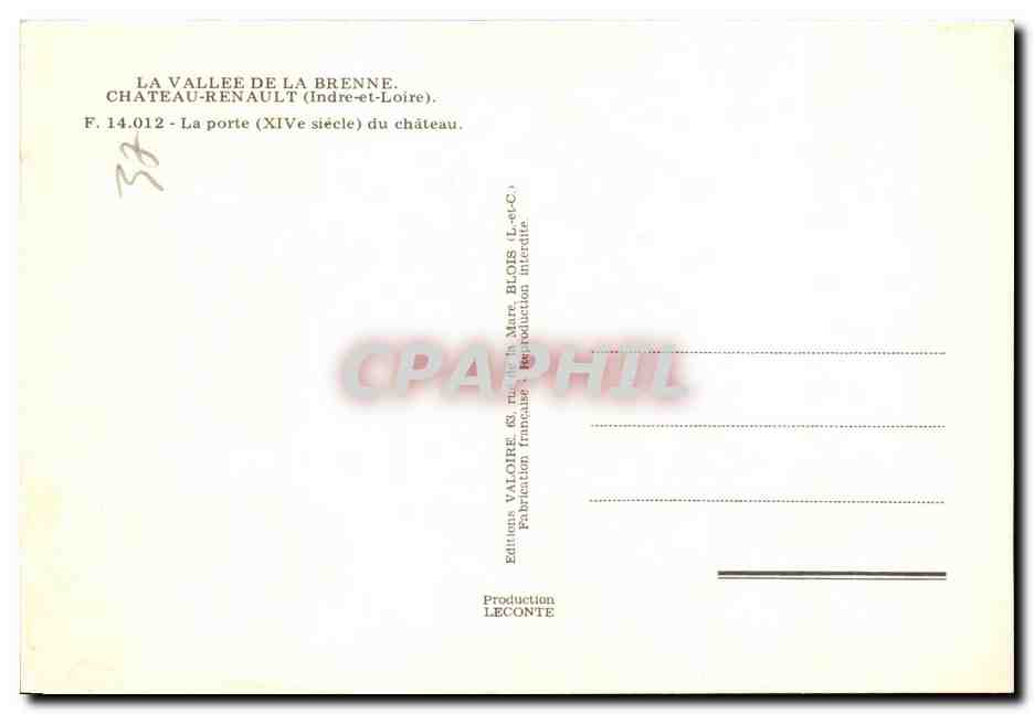 CPM La Vallee De la Brenne chateau Renault la porte du chateau — Rückseite