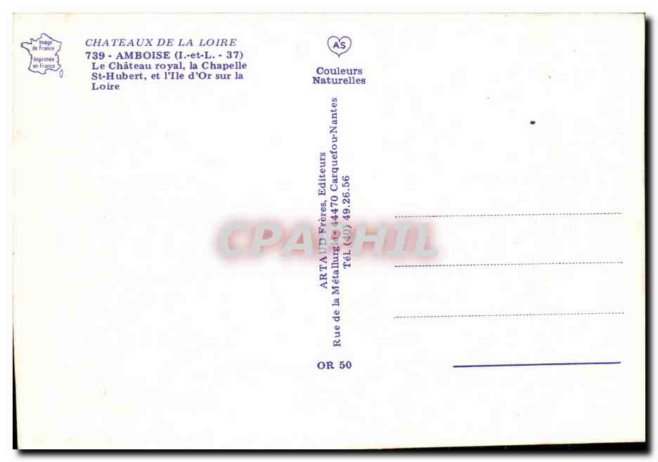 Château royal de Châteaubriant — vue aérienne — ARTA UD Frères, OR 50 — Verso
