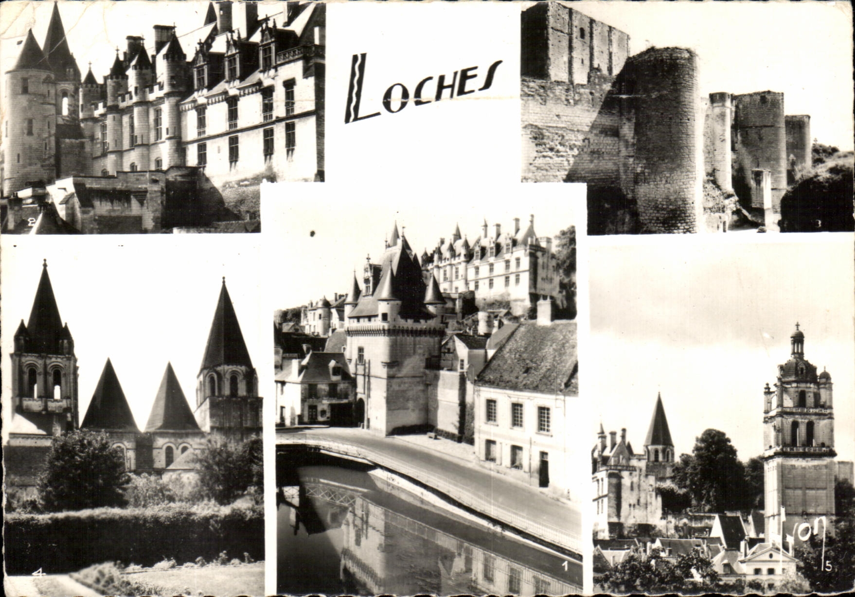 CPSM Loches Le Chateau et la Porte des Cordeliers Le Chateau Le Vieux Chateau et le Donjon Collegiale St Ours Tour St 