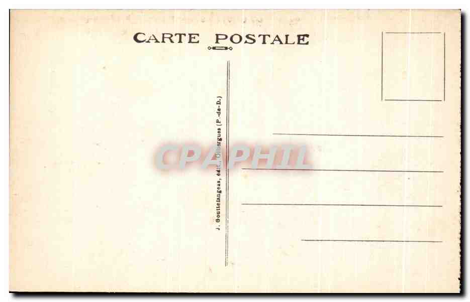 Thiers - Le Rempart — vue de la rue avec café et montagne en arrière-plan — G D'O, n°270 — Rückseite