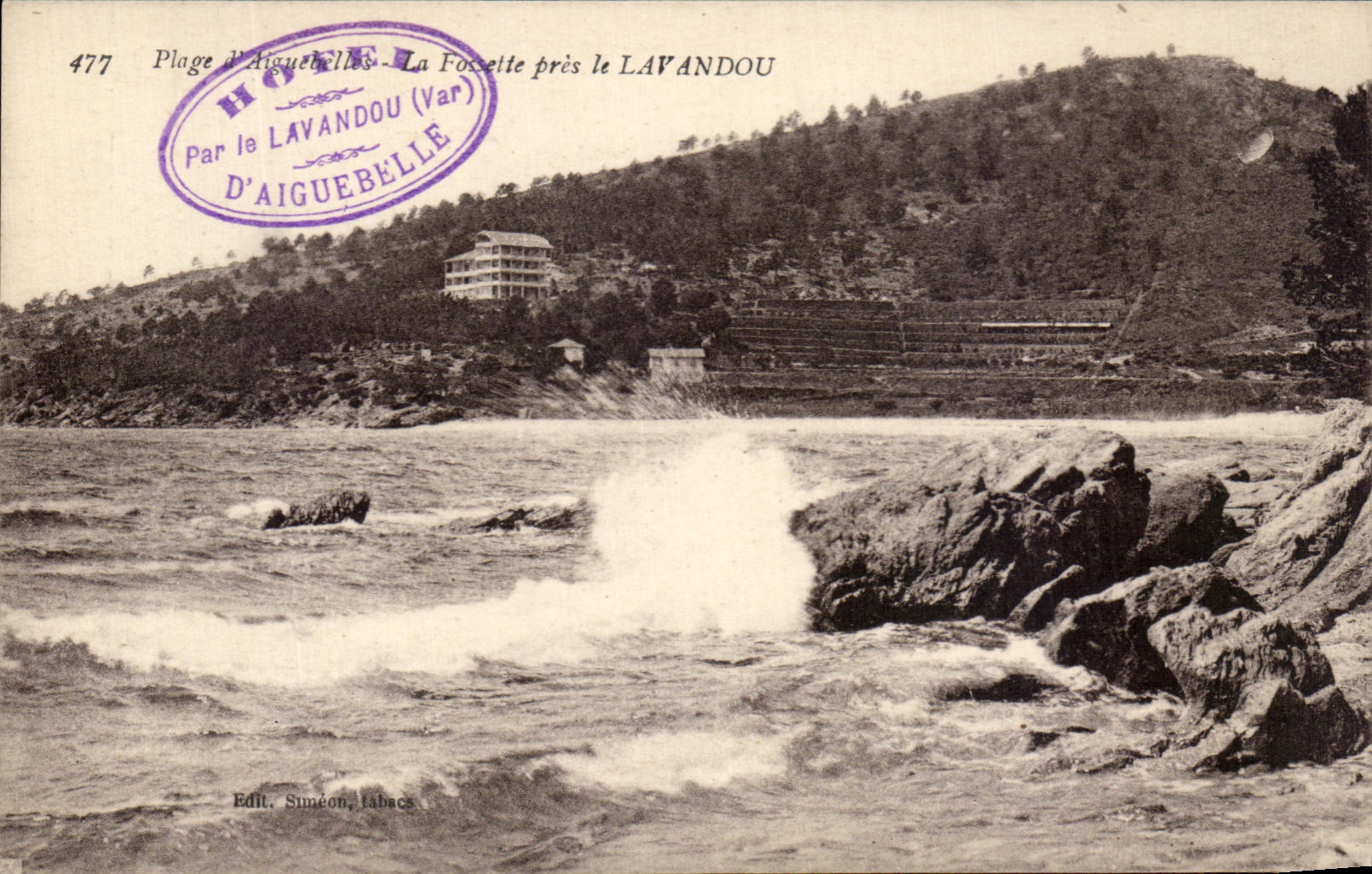 Plage d'Aiguelles - La Focette près le Lavandou (Var) — Par le Lavandou — Éditeur Simeon, tabacs