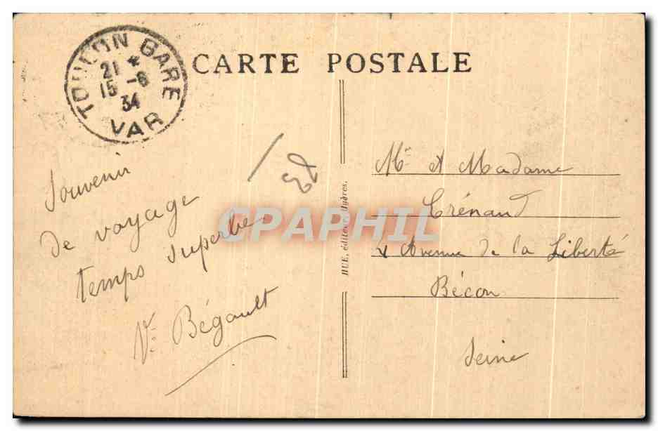 CPA Carqueiranne L'Anse des Salettes Bateaux — Rückseite