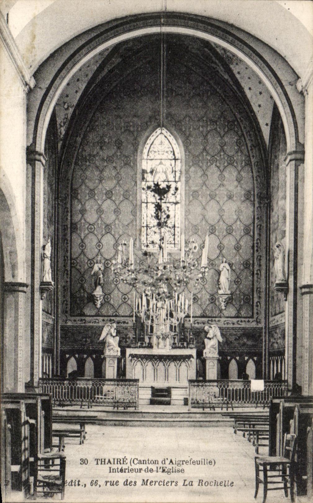 Intérieur de l'église — Thairé, Canton d'Aigrefeuille — Édit., 66, rue des Merciers La Rochelle