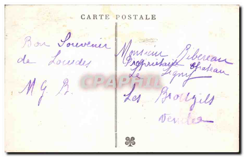 CPA Les Pyrenees Lourdes la Basilique et le Chateau fort — Verso
