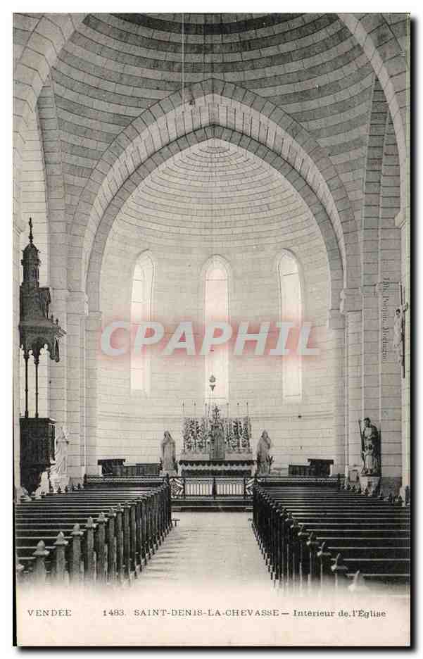 Saint-Denis-la-Chevasse — Intérieur de l'Église — Éditeur : Phototypie Modiano