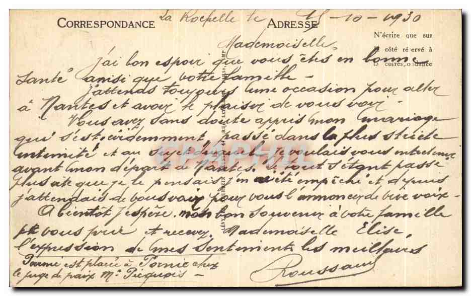 La Rochelle — Un coin du parc Charruyer — Imbert, Tabaaes, cours Wilson — Verso