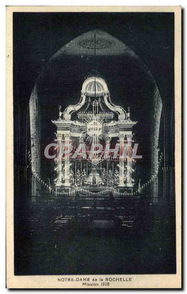 Notre-Dame de la Rochelle — Intérieur de l'église lors d'une mission 1938 — Édition G. Cébir, La Rochelle