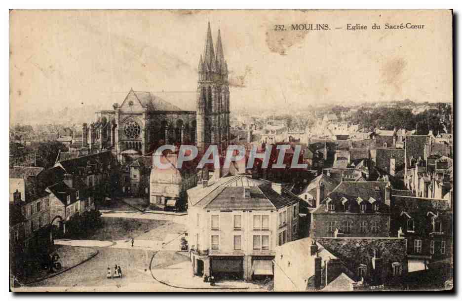 Antike Ansichtskarte Moulins Kirche des Heiligen Herzens