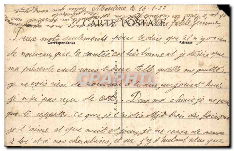 CPA Moulins Vue Generale Prise du Sacre Coeur — Rückseite