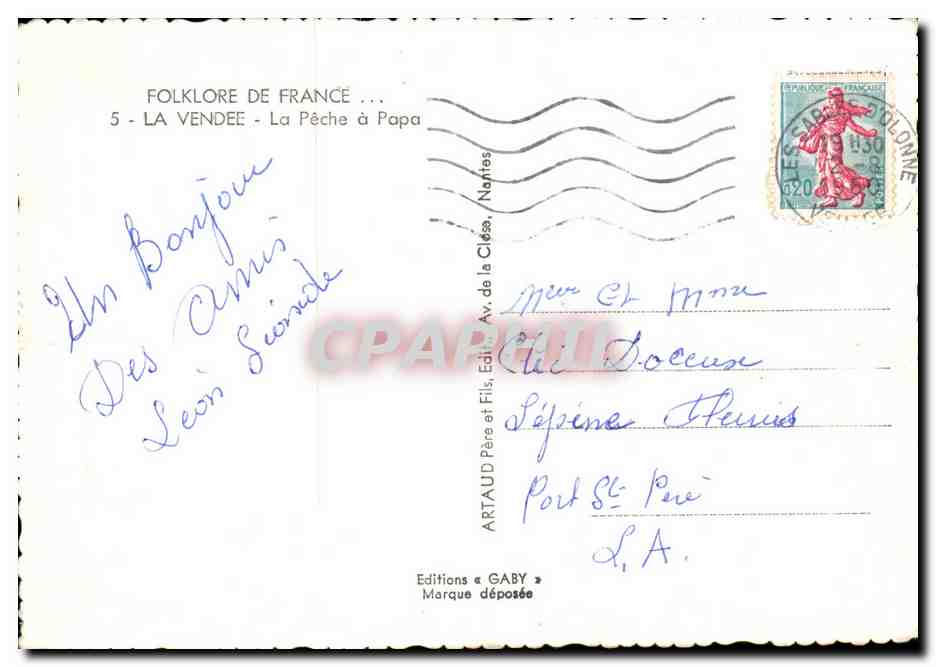 CPSM Folkore de France La Vendee La Peche a Papa Sables d'Olonne Enfant — Rückseite