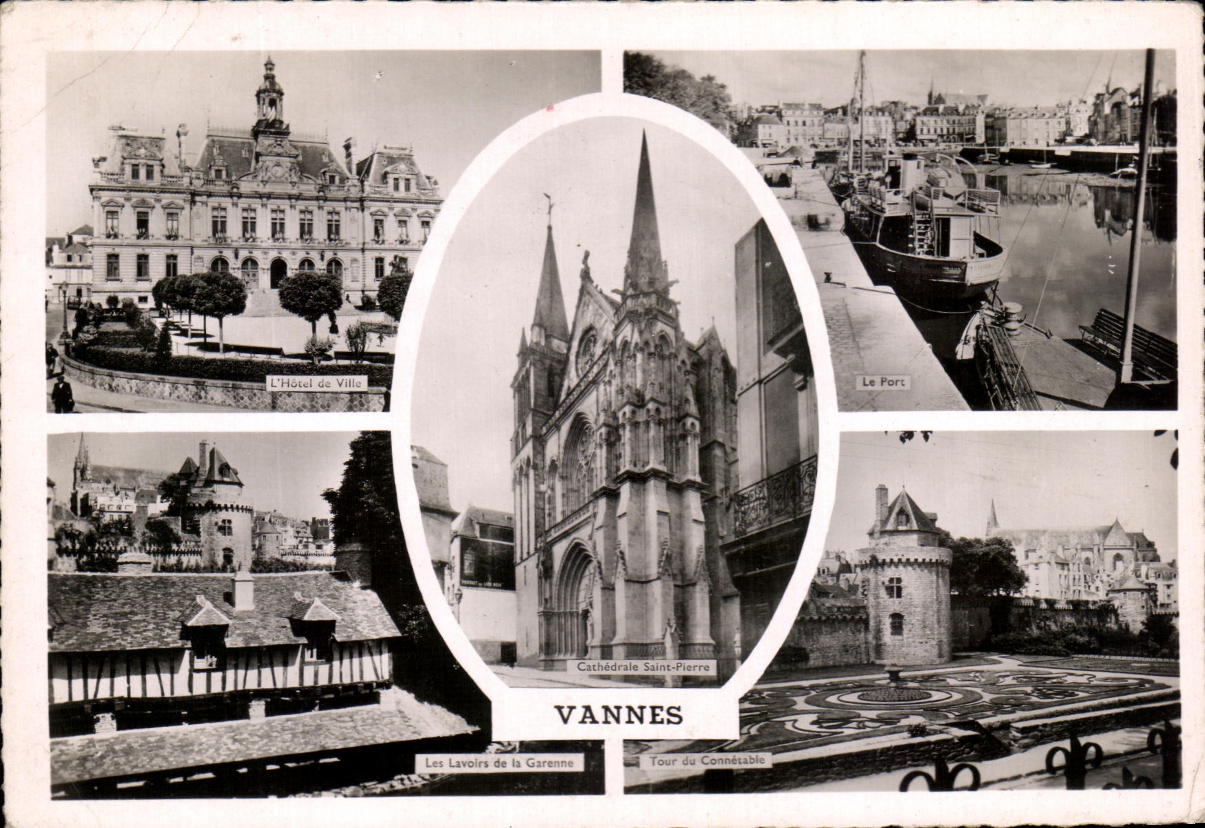 CPA Vannes Le port Hotel de ville Lavoirs de la Garenne Tour du connetable