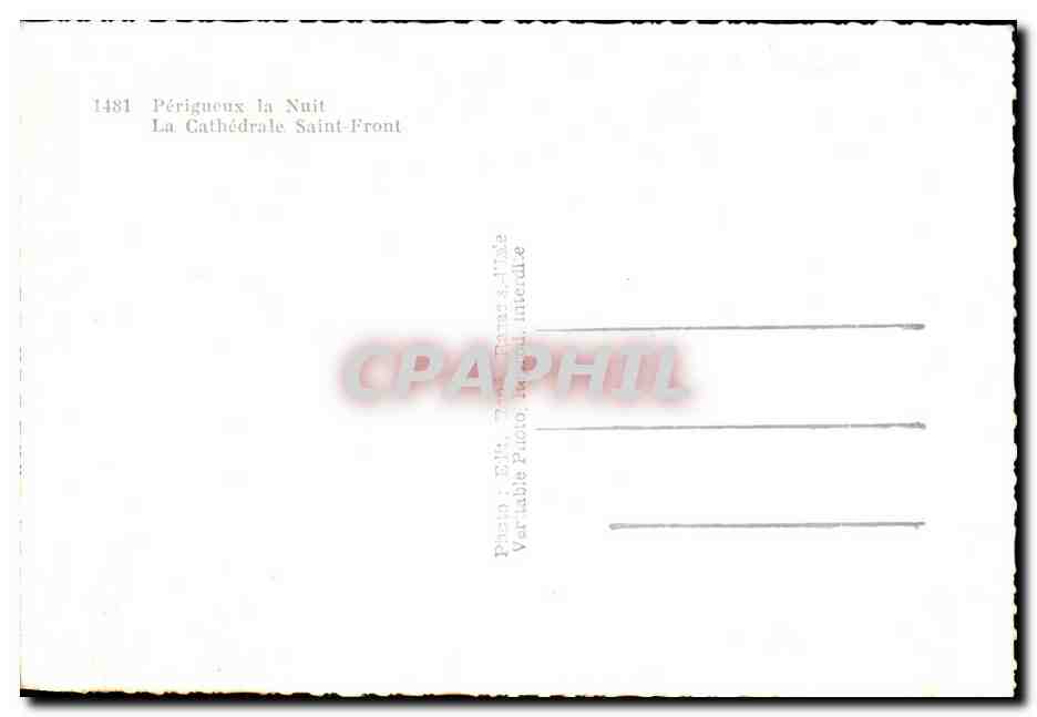 CPSM Perigueux la Nuit La Cathedrale Saint Front — Rückseite