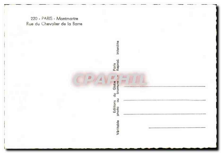 CPA Paris Montmartre Rue du Chevalier de la barre Sacre Coeur  — Rückseite